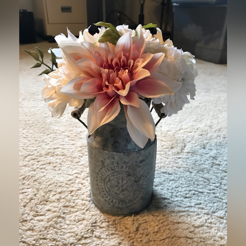 Galvanized Milk Can Flower Decor Arrangement